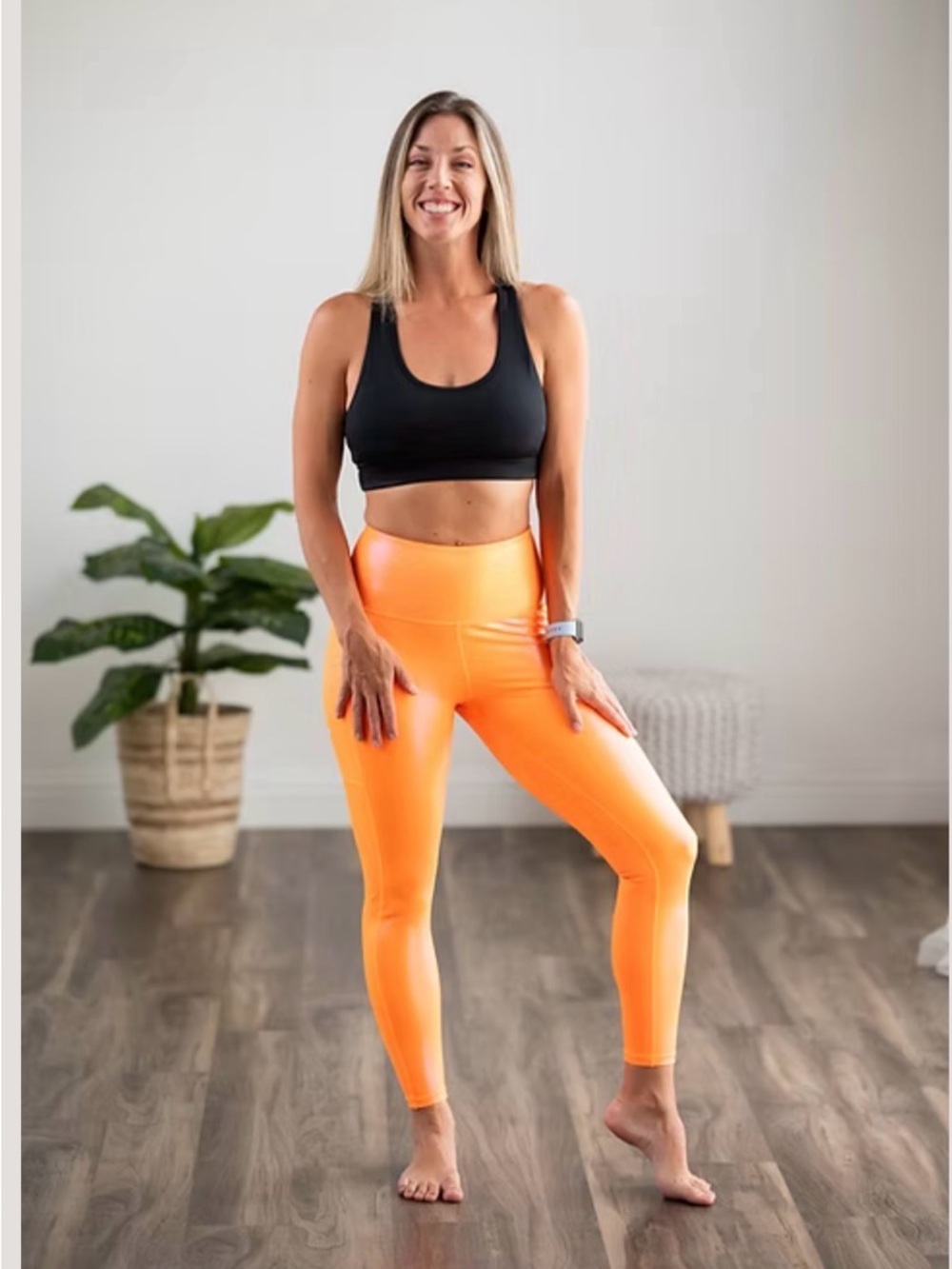 80’s/90’s Sparkle High-Rise Neon Orange Performance Leggings